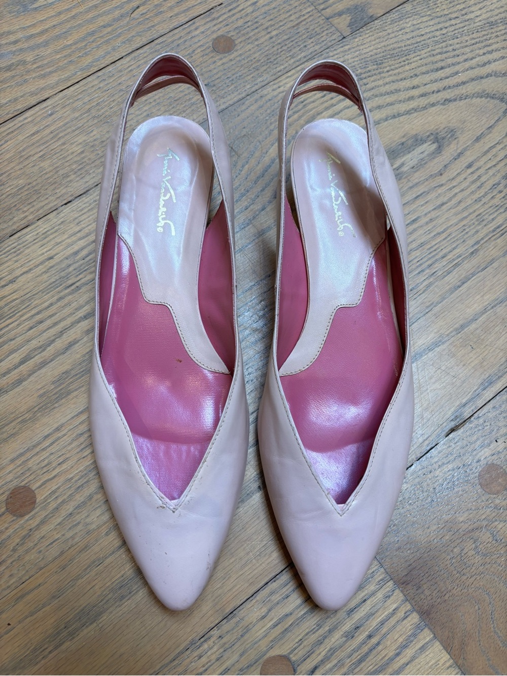 Vintage Gloria Vanderbilt Pointed Slingback Flats in Blush Pink 10